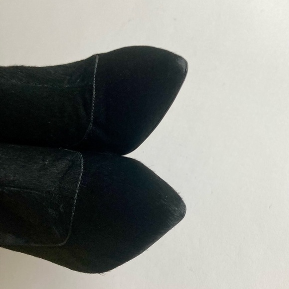 Kenneth Cole Black Genuine Leather Real Fur Point Toe Heeled Ankle Boots size 9 - Picture 15 of 16